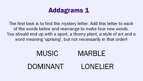 Addagrams 1